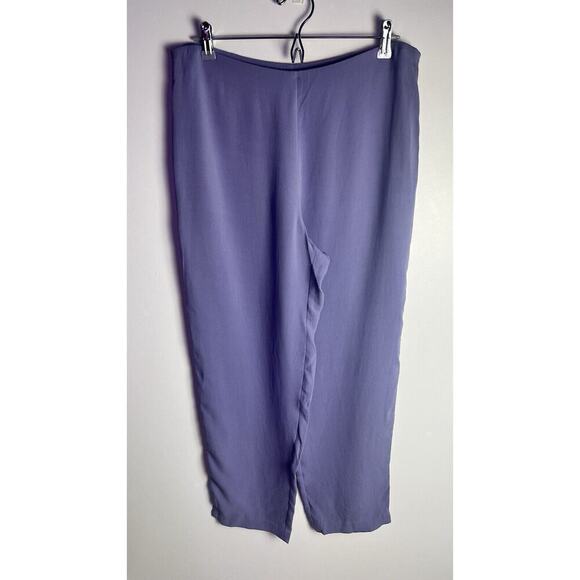 EILEEN FISHER Silk Georgette Crepe Full Length Side Zip Lilac Pants Petite M - Picture 1 of 8